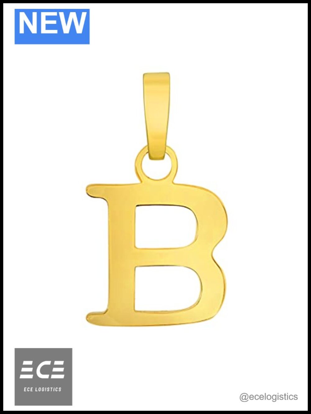Solid 14k Yellow Gold Mini Uppercase Initial B Charm Pendant USA Made